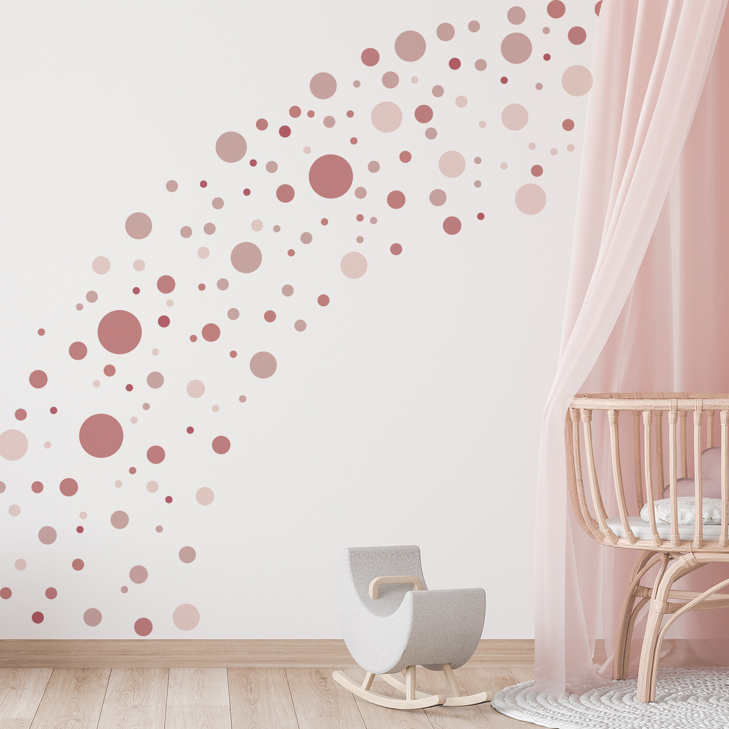 Pink Wall Decal Dots Round Circle Art Cute Wall Sticker