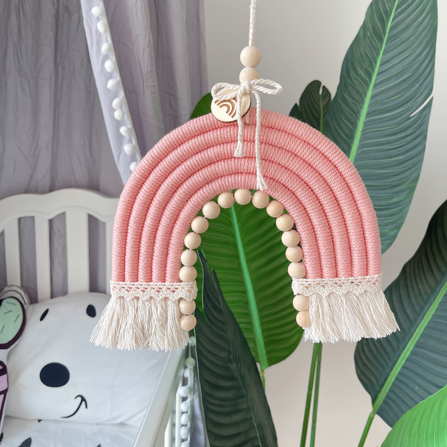 Ins decorative Nordic  home children's room decorative pendants woven rainbow wall decoration