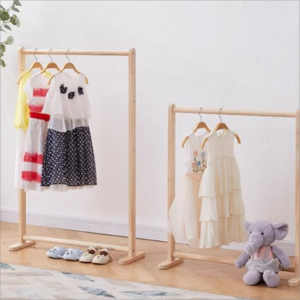 Children's clothes rack solid wood  small space bedroom multi-functional clothes rack  clothes hanging storage rack