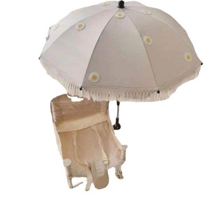 Wholesale customized design beach umbrella manufacturers travel with tassels for children outdoor sun uv protection