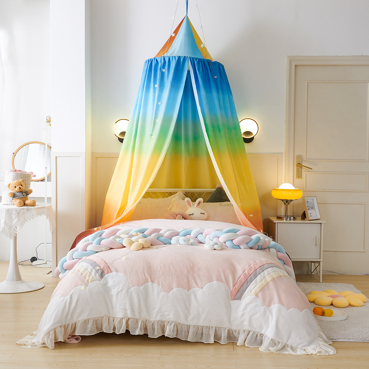 Printed dome crib curtain children's indoor bed decor infant  head blackout mosquito net suspended top bed tent