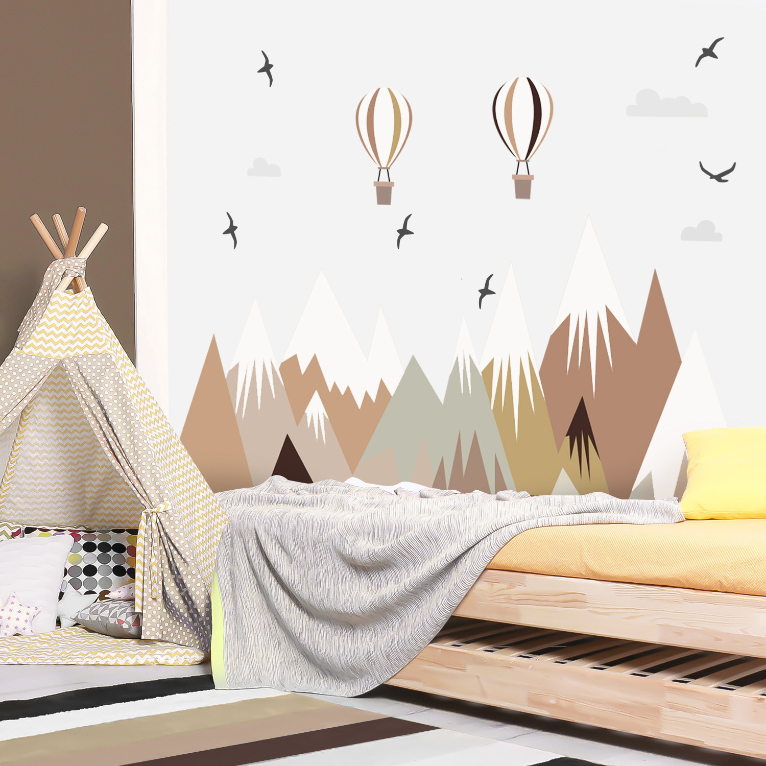 Wall Stickers Boho Geometric Mountain Peel and Stick Art Wall Sticker for Children Bedroom