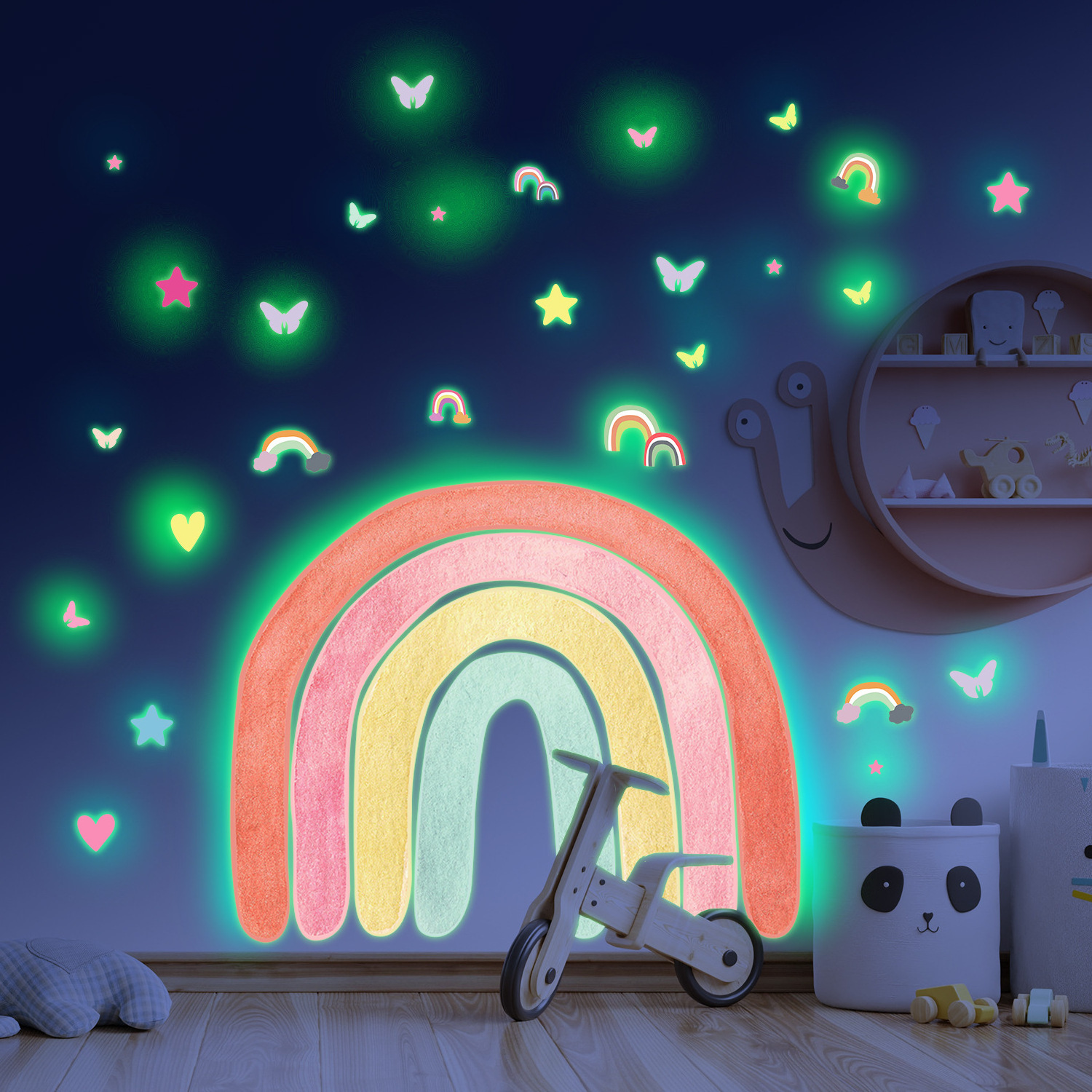 Rainbow Wall Decals Peel and Stick Self Adhesive Colorful Rainbow  Glow in The Dark Wall Sticker Bedroom Decor Kids Nursery Room