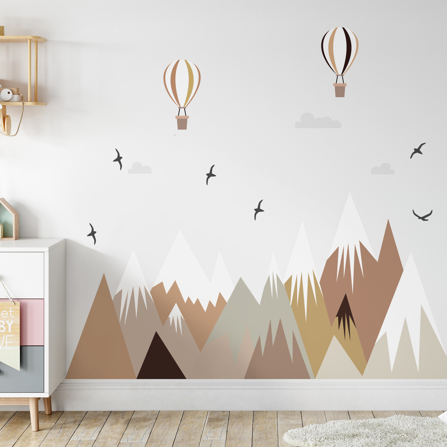 Wall Stickers Boho Geometric Mountain Peel and Stick Art Wall Sticker for Children Bedroom