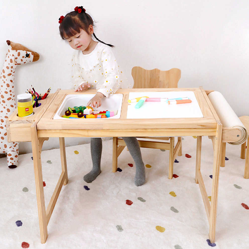 Wooden Activity and Sensory Tables For Kids Play Table with Double Sensory Bin Stand Kids Activity Tables With Chair Furniture