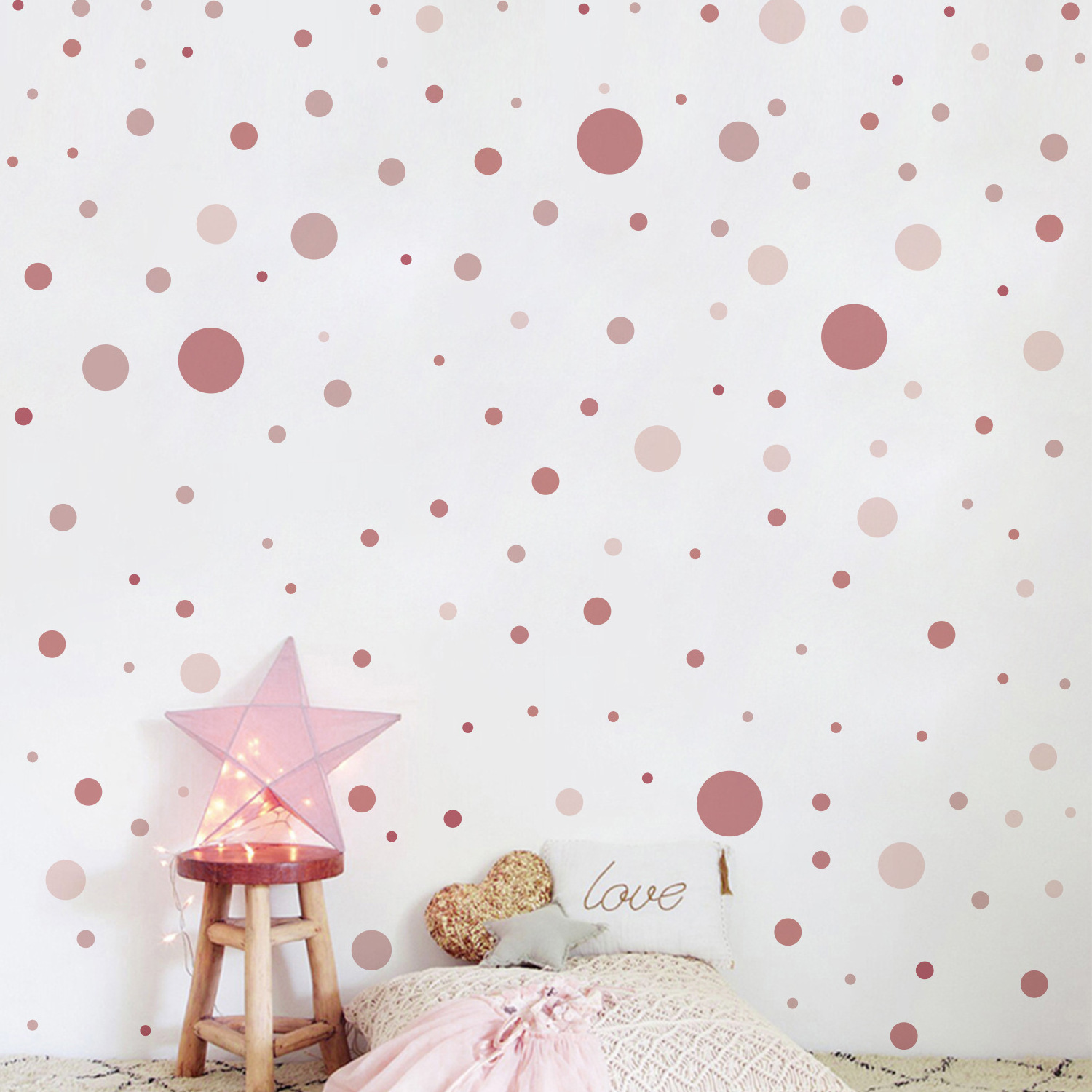 Pink Wall Decal Dots Round Circle Art Cute Wall Sticker