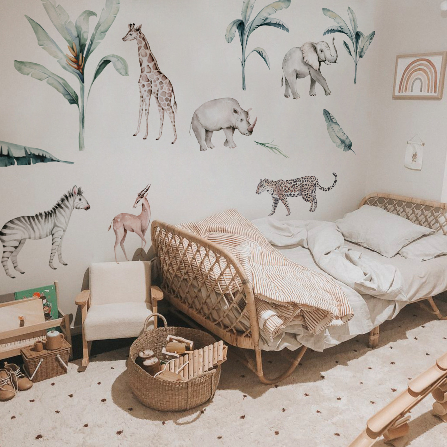 Jungle Animals Wall Decals Animals Wall Stickers for Kids Room  Decorative Self Adhesive Waterproof Home Wall Stickers