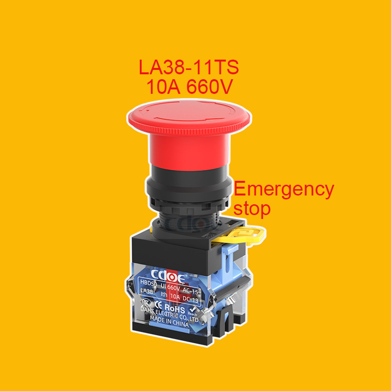 China suppliers IP65 self-locking 10a industrial control lockout push switch 22MM emergency stop button protector