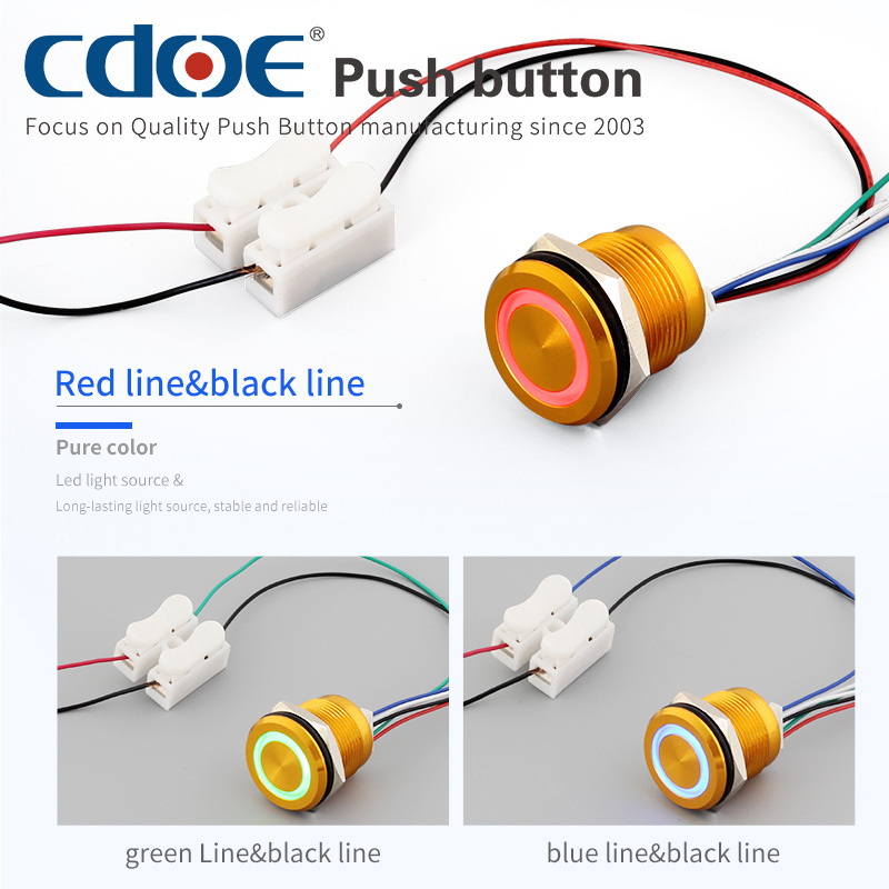 22mm dual color led push button momentary switch normally open for New energy electric vehicle start