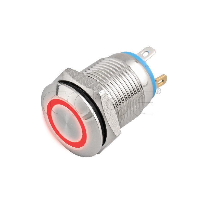 red led illuminated ip65 control panel 12 volt waterproof metal push button switch 12 mm With High Click