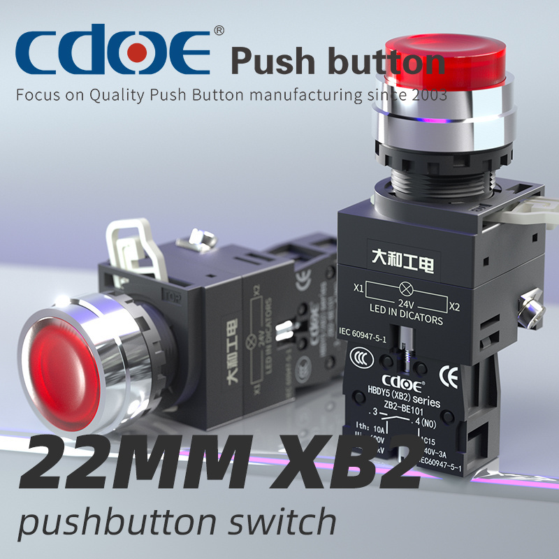 XB2 series 1no normally open latching 22mm 220V ip65 METAL push button switch for heavy duty