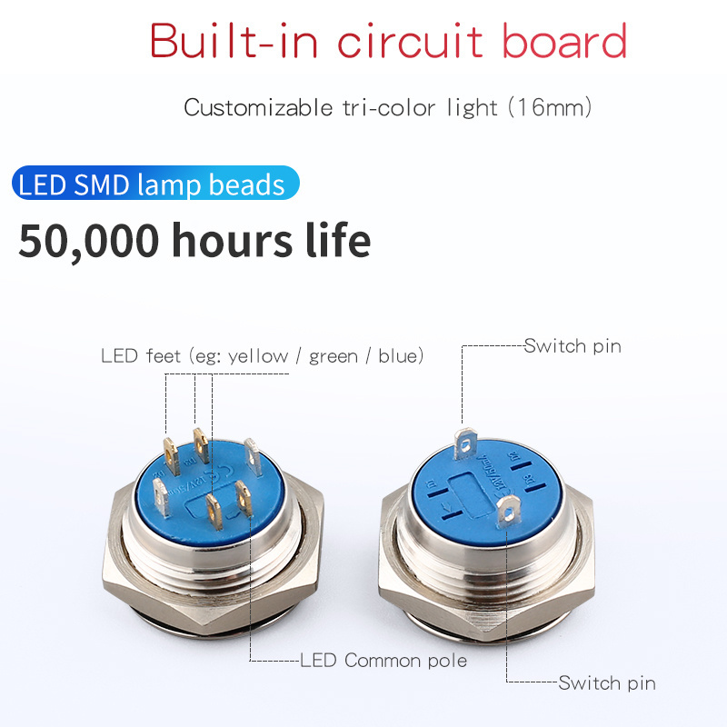 12mm vandal white ring led 12v illuminated momentary switch waterproof ip67 micro travel push button