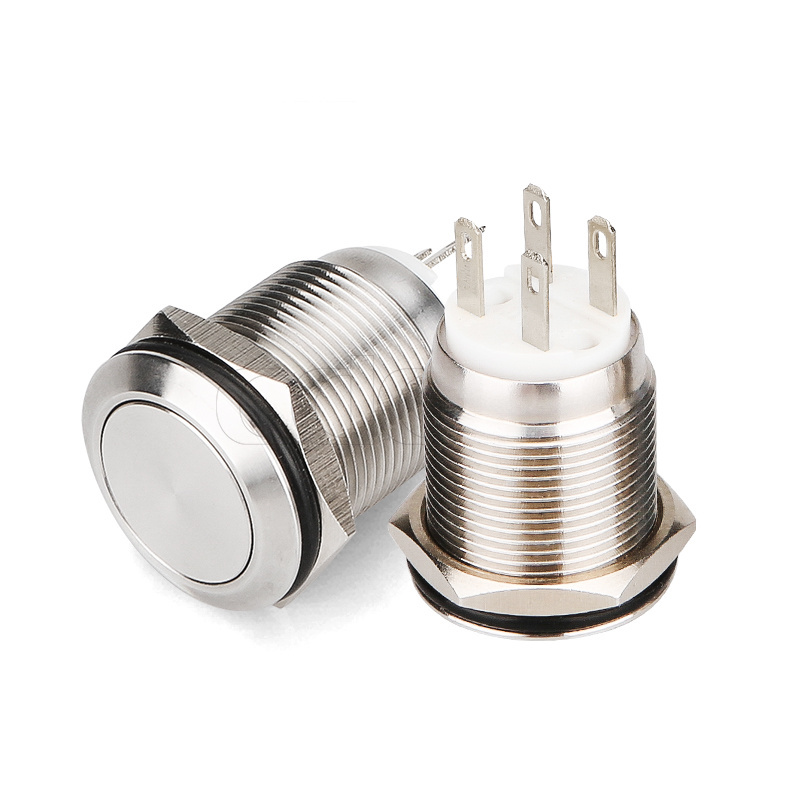 19mm latching stainless steel 1no1nc 6 pins switch ip65 push illuminated button for robot