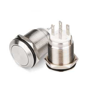 19mm latching stainless steel 1no1nc 6 pins switch ip65 push illuminated button for robot