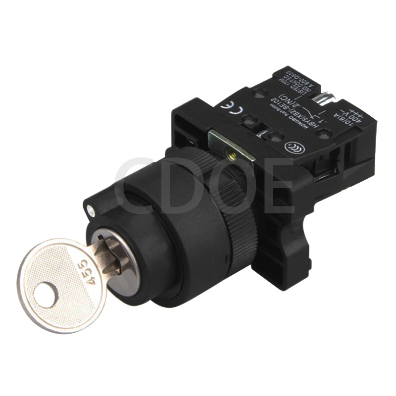 22mm normally open xb2 y5 plastic push button on and off key lock switch