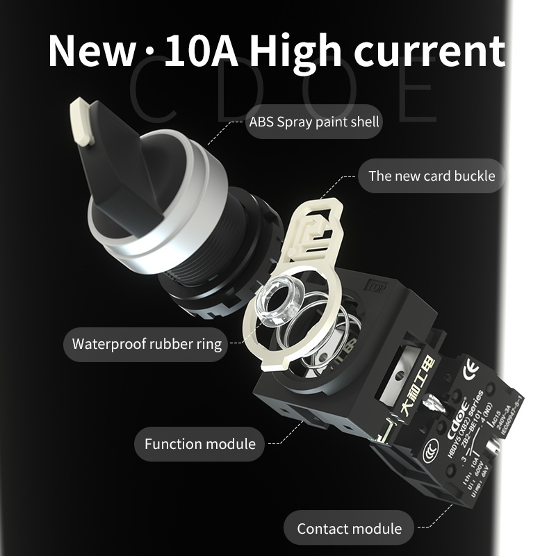 10a high current normally open rotary 22mm start stop button 2 position on off rotary selector switch