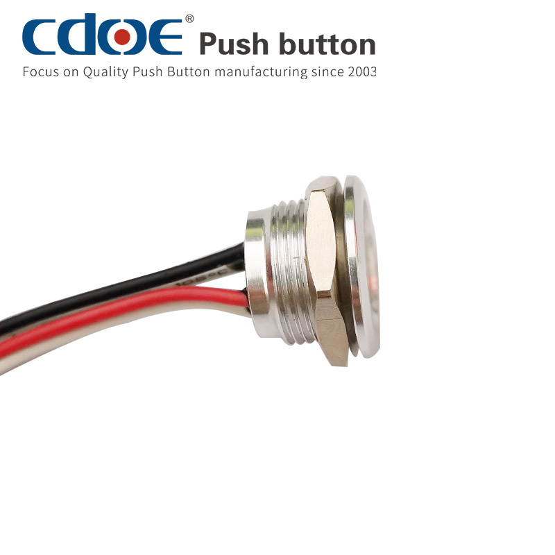 ring illumination Waterproof  ip68 1NO flat round momentary pushbutton 24V metal piezoelectric switch