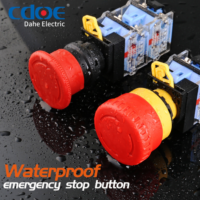 China suppliers IP65 self-locking 10a industrial control lockout push switch 22MM emergency stop button protector