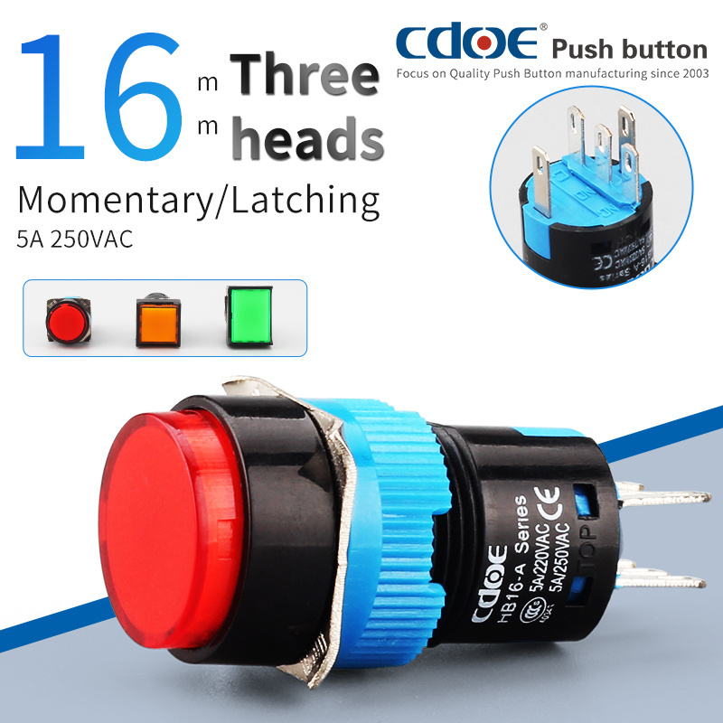 Reset Waterproof Plastic material Pin terminal Self recovery Switch 16mm square push button