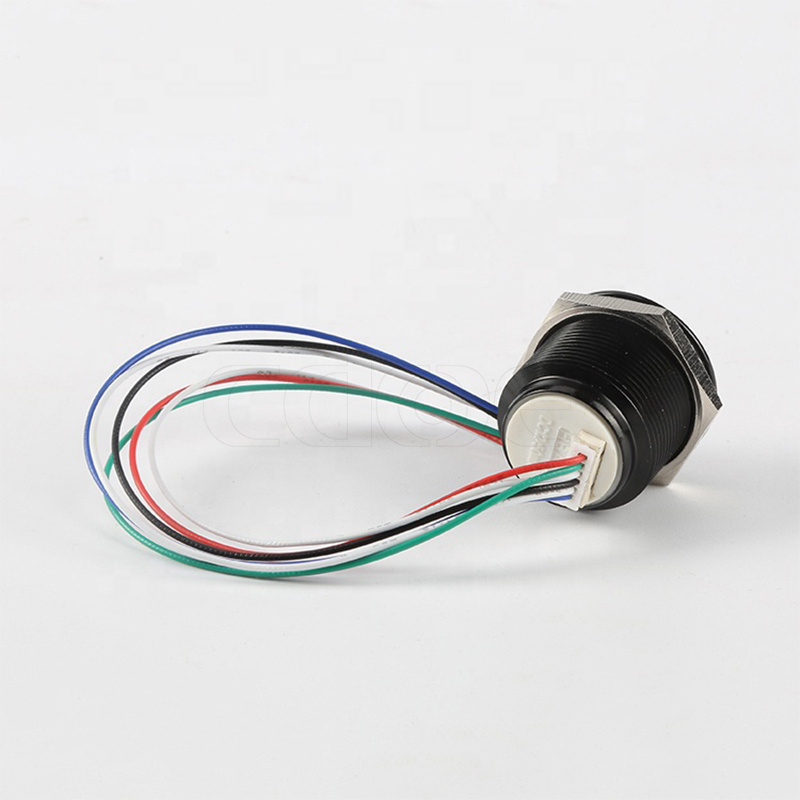 China hot selling elevator reset 22mm black push button switch RGB Tri-color led metal waterproof small touch button