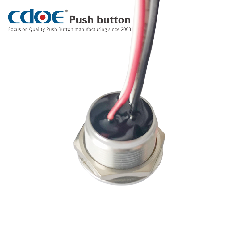 ring illumination Waterproof  ip68 1NO flat round momentary pushbutton 24V metal piezoelectric switch