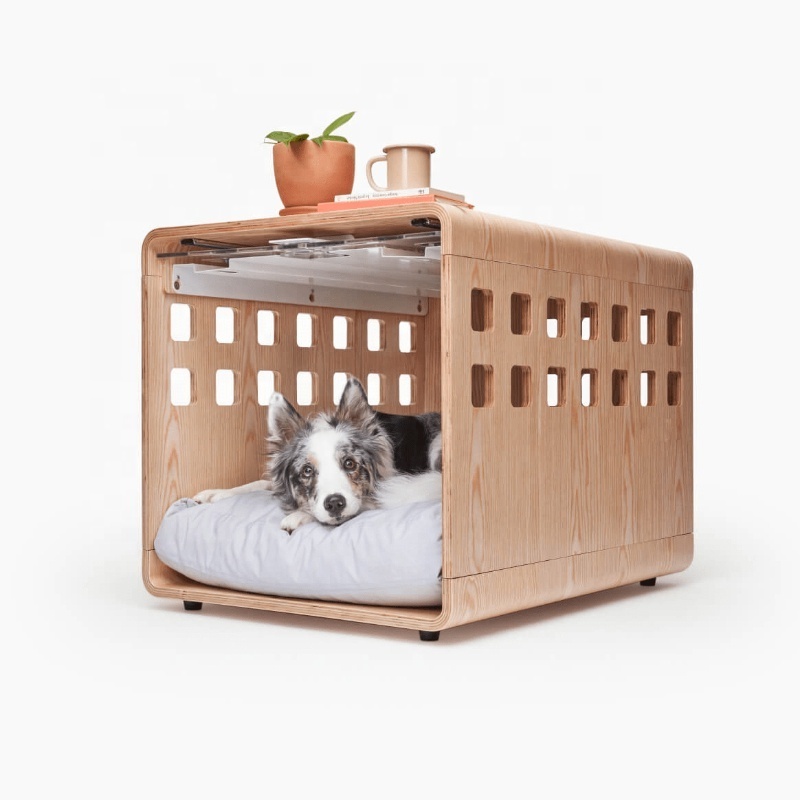 Best selling modern customized stylish clear acrylic heavy duty fold up inside house kennel dog wood crate for small animals