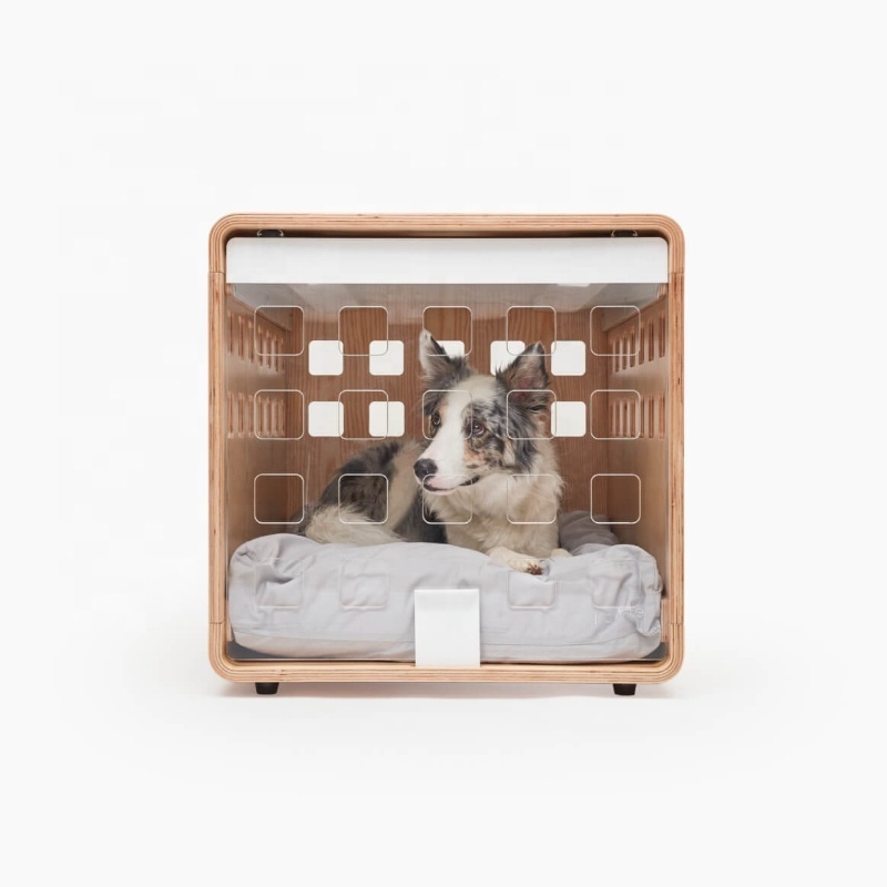 Best selling modern customized stylish clear acrylic heavy duty fold up inside house kennel dog wood crate for small animals