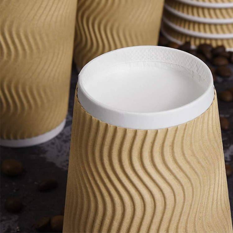 8Oz 12Oz 16Oz 20Oz Biodegradable Disposable Stamping Single Double Wall Paper Rippled Coffee Cups With Lids