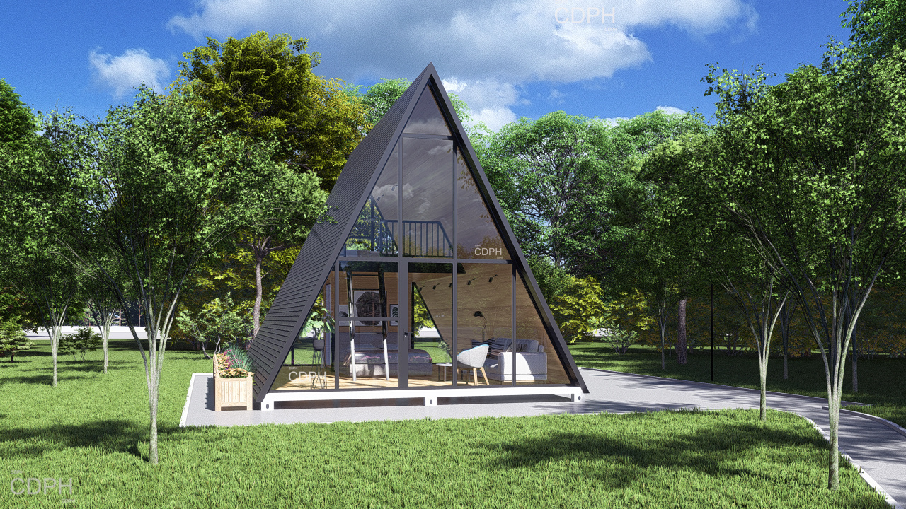 Airbnb casas prefabricadas modernas cabin kit a frame triangle house prefabricated modular mobile tiny home