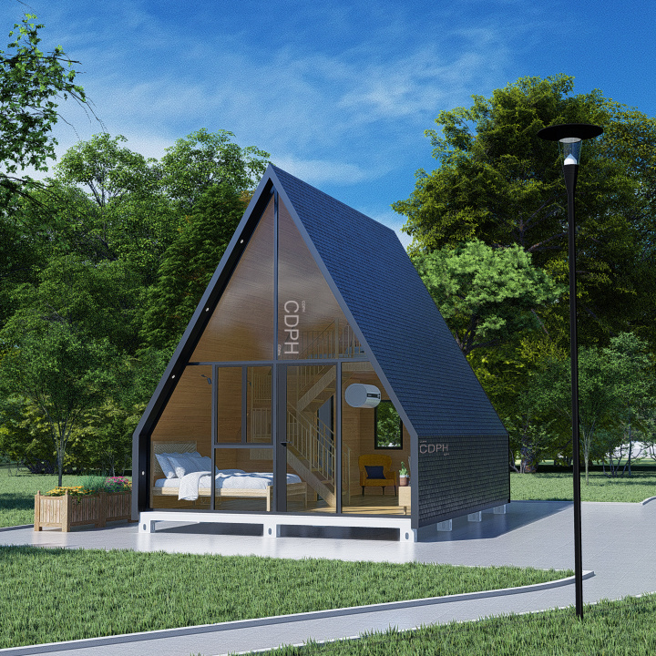 CDPH Triangle Shape Steel Structure Small Cabin/Tiny House/Triangle House A Frame House Kit For living