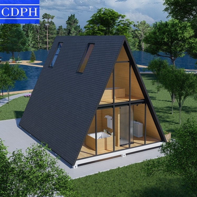 Luxury modern design triangular house modular wooden house prefabricated casas small residential prefabricated house