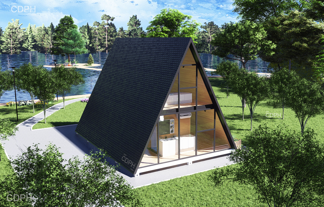 High Quality Luxury A-Frame Low-rise Villa Heat-insulated Modular Home Prefab Tiny Triangle House For Apartment Prefab Cottage