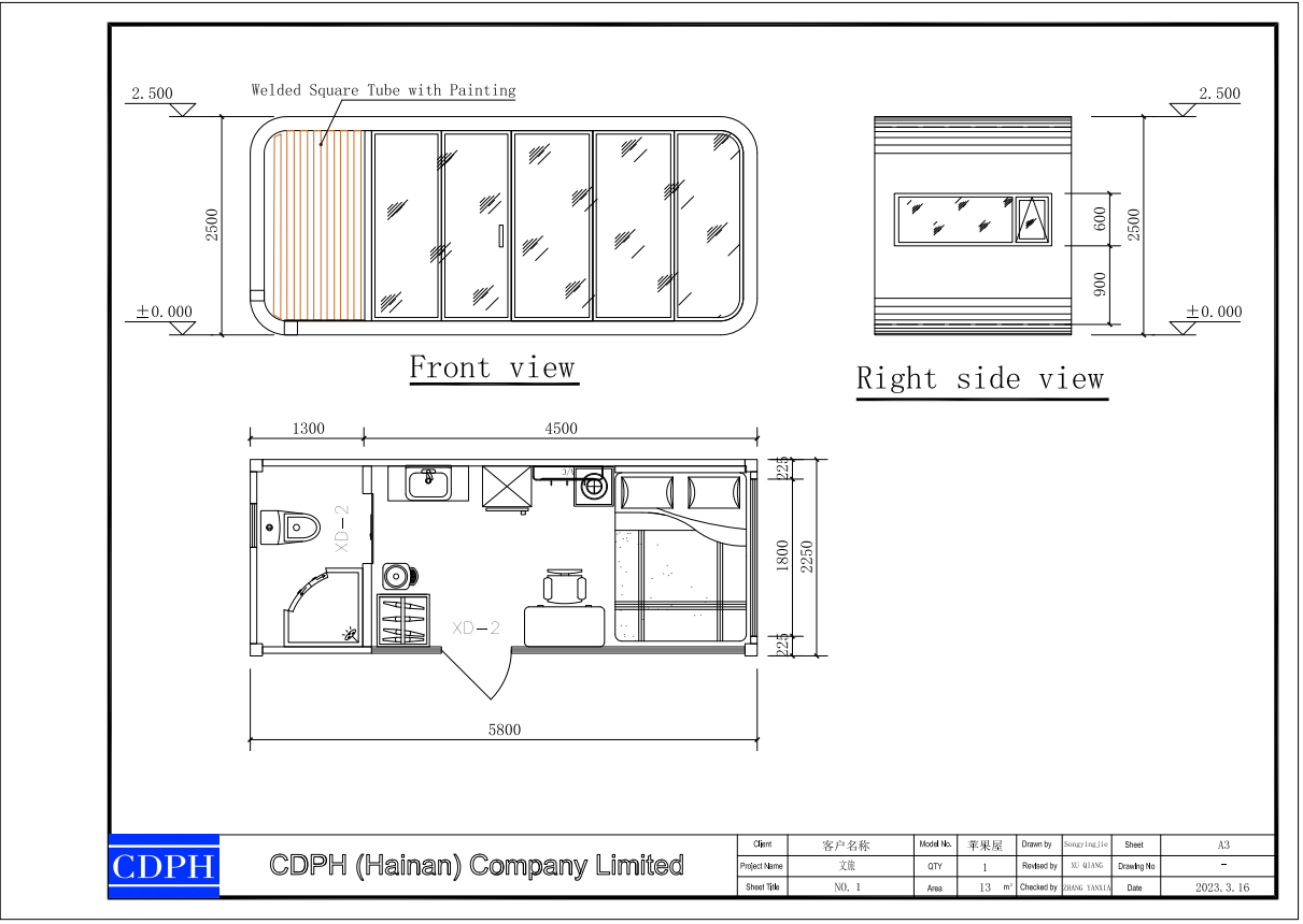 prefabricated house 3 bedrooms and living room modular house home contenedor casa with solar hot water tank