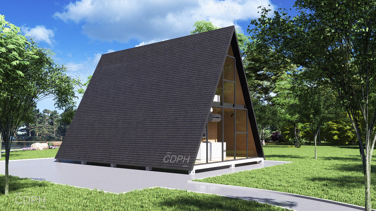 High Quality Luxury A-Frame Low-rise Villa Heat-insulated Modular Home Prefab Tiny Triangle House For Apartment Prefab Cottage