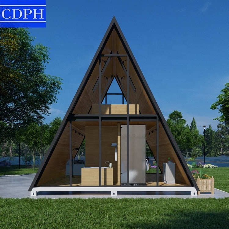 Luxury modern design triangular house modular wooden house prefabricated casas small residential prefabricated house