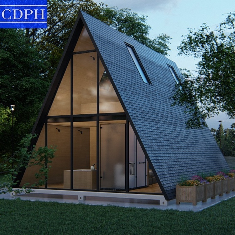 Luxury modern design triangular house modular wooden house prefabricated casas small residential prefabricated house