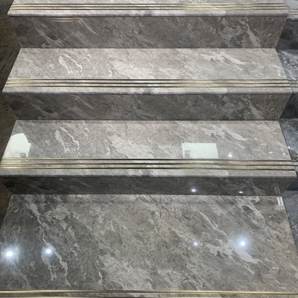 porcelain stair tiles step luxury black gold marble staircase step non -slip home decorative stairs exterior design