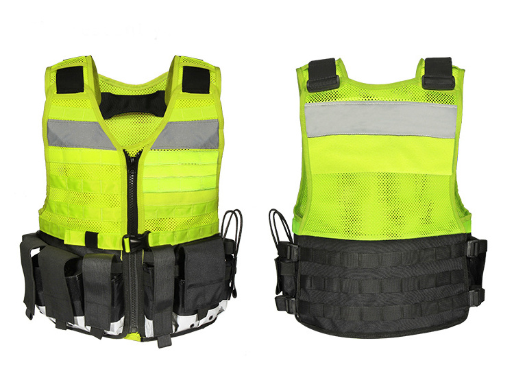 Black Molle Vest Tactical Safety Mesh Breathable Reflective Vest