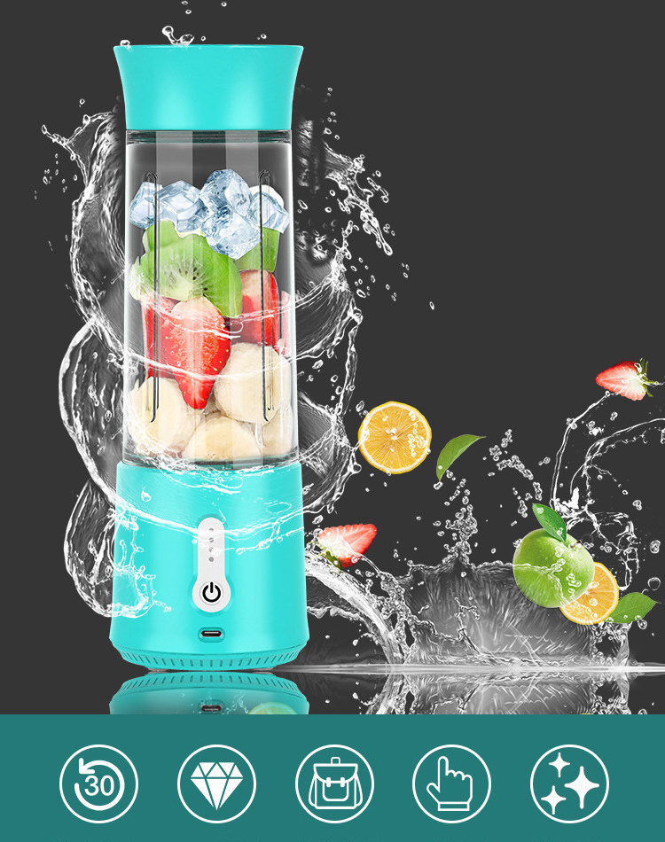 RICJ custom electric hand mini portable blender food processor 500ml  plastic portable usb citrus juicer cup bottle