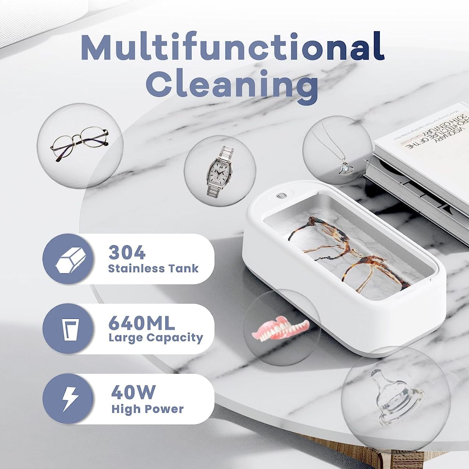 Household ultra sonic cleaning machine electric mini portable ultrasonic jewelry cleaner