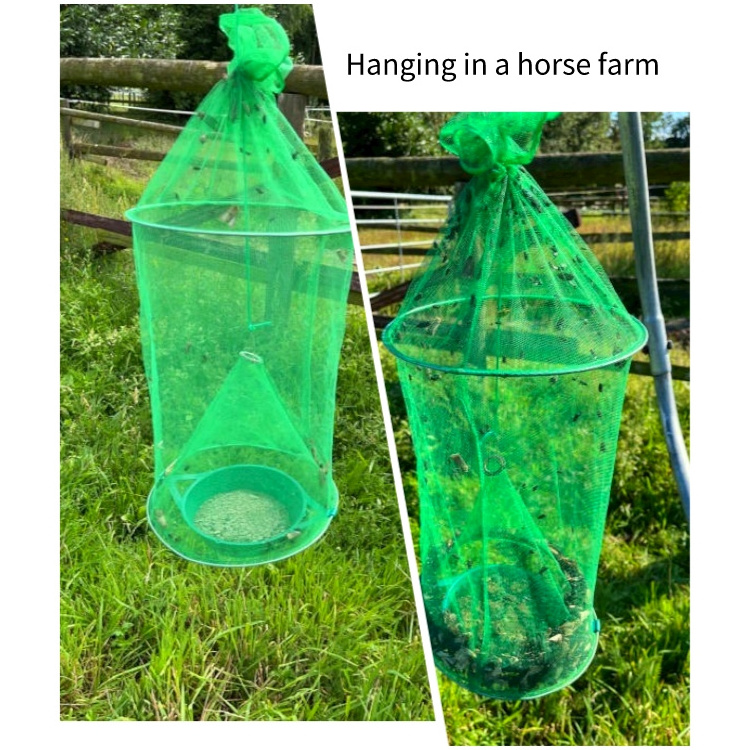 Outdoor Fly trap Insect Bug Catcher Reusable Folding Killer Hanging Ranch Fly Net Trap with Lure