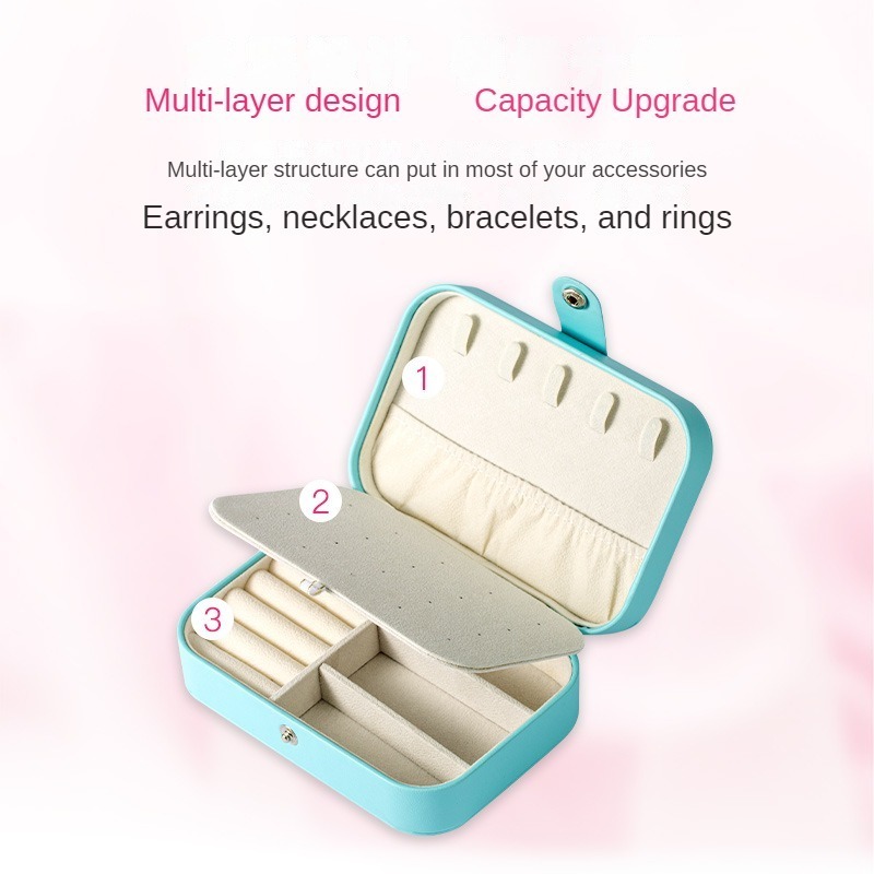 Roy High Quality Pu Leather Waterproof And Moisture Proof Portable Buckle Double Layer Large Capacity Storage Jewelry Box