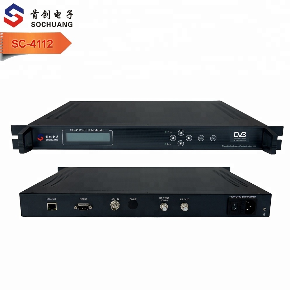 4112 satellite MMDS MVDS DVB-S QPSK modulator for radio tv broadcast system (950-2150MHz, 450-950MHz(option), ASI IN and RF out)