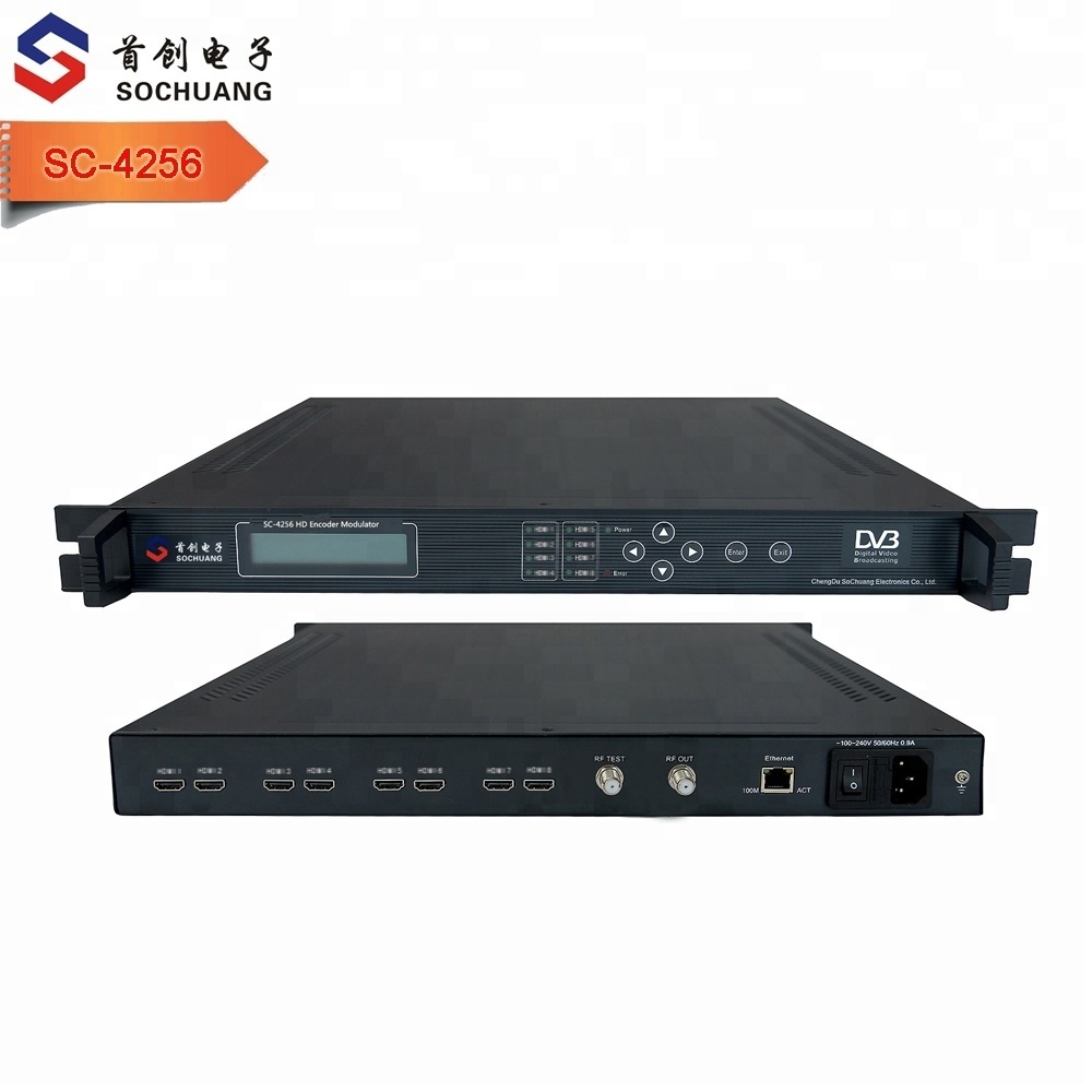 4256 HD MI to DVB-T Encoder Modulator for hotel hospital tv system (8 HD-MI in,2IN1 dvbt RF out)