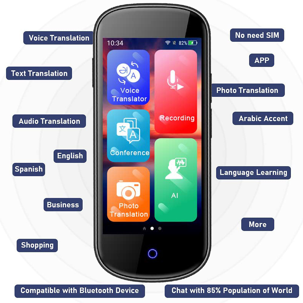 V12 Translator 4.0 inch touch screen 128 language translation multifunction Voice Photo smart translator