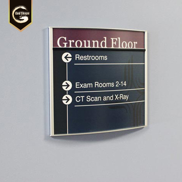 Curved extruded aluminum alloy sign wall wayfinding directional sign building directory floor index indoor sign