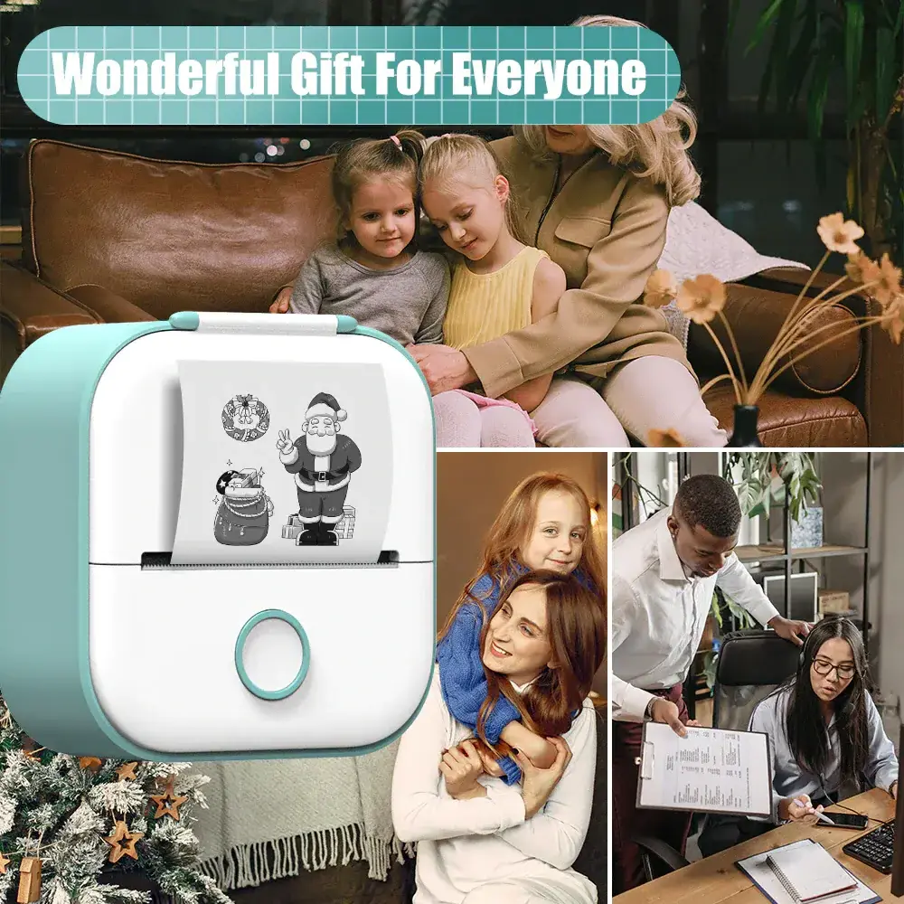 T02 Thermal Photo Printer for Photos Diaries Memo Study Notes Work Plans Wireless Receipt Printer Compatible with iOS & Android