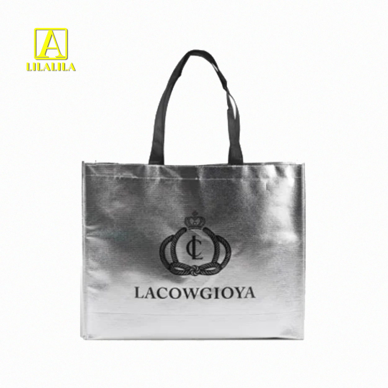 Reusable Sewing Gold Silver Non Woven Fabric Tote Carrier Shopping  Reflective Pp Non Woven Fabric Packaging Bag