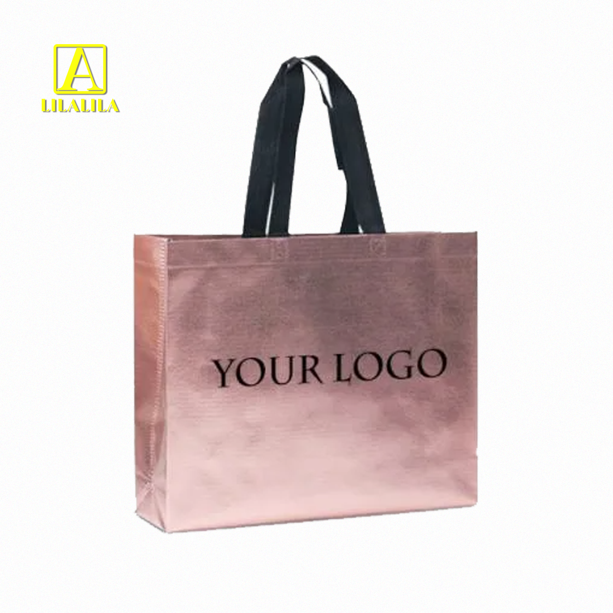 Reusable Sewing Gold Silver Non Woven Fabric Tote Carrier Shopping  Reflective Pp Non Woven Fabric Packaging Bag