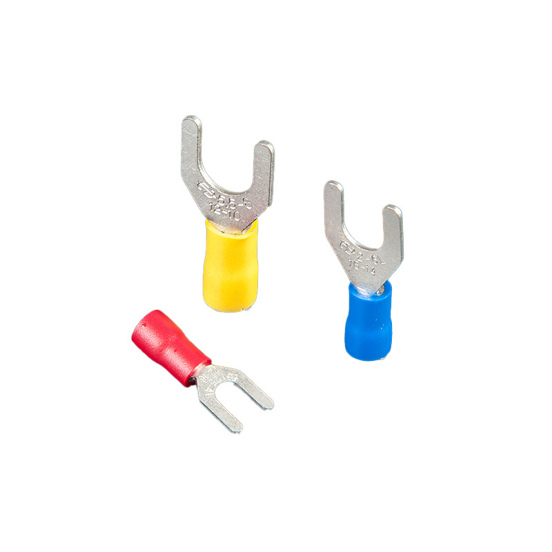 Nylon Insulated Double Crimp Fork Terminal Connector Nylon and Copper Material Tube with Sleeve